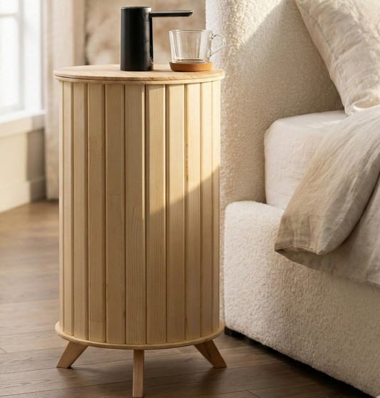 Nordic Wooden Water Dispenser Side Table – Premium Pine Wood | Space-Saving Multi-Functional Stand